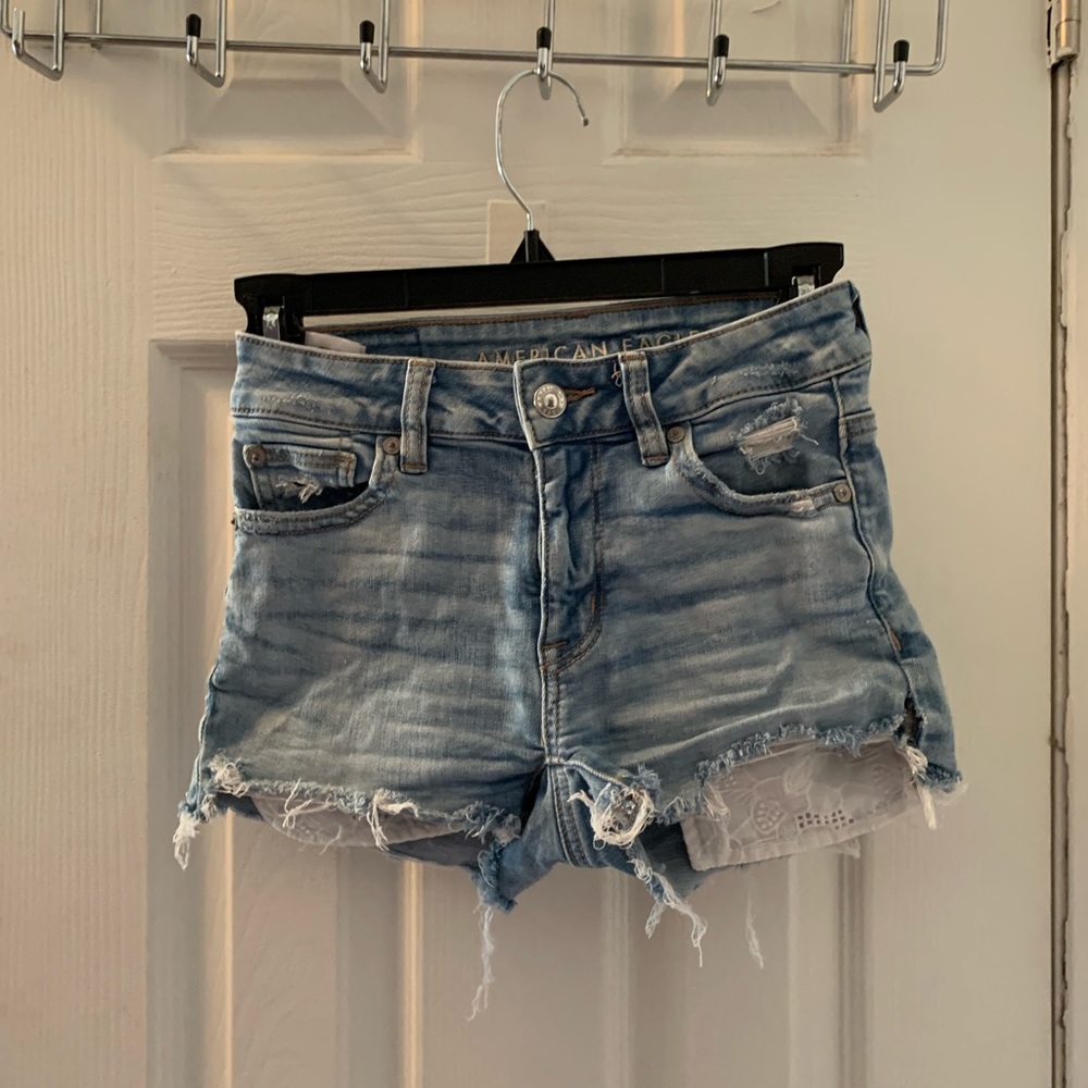 Light wash jean shorts
